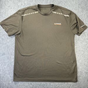 U-Haul Shirt Mens 2XL Brown Performance Mesh Short Sleeve Workwear Tee Logo